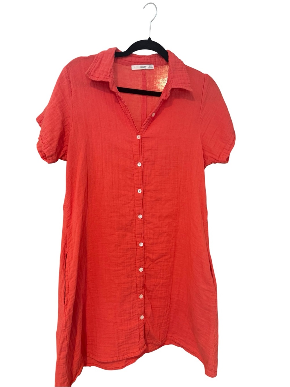 Subtle Luxury Cotton Guaze Coral Button-Down
